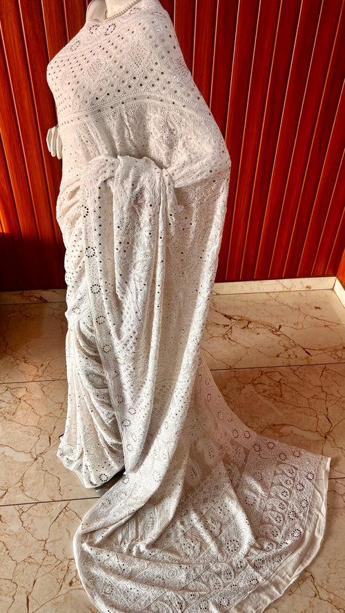 Ruhani Allover Chikankari and intricate Mukaish Saree