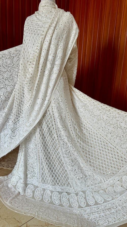 Ruhani Off White Allover Chikankari and Mukaish Lehenga Set