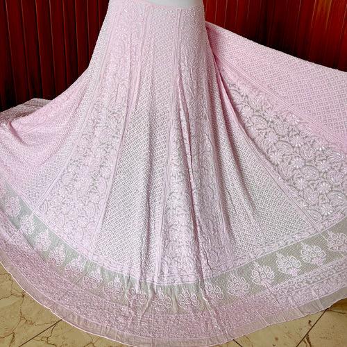 Ruhani Pink Chikankari Cut Dana Pearl Sequins Wedding Lehenga