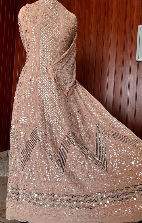 Ruhani Cocoa powder brown Chikankari gota mirror sequins pearl anarkali