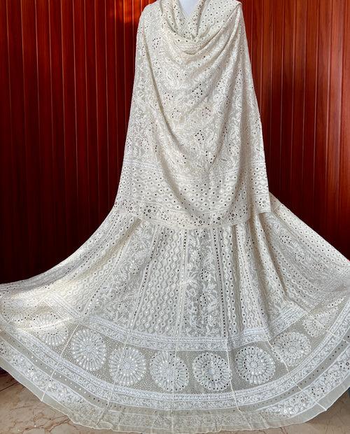 Ivory Ruhani Chikankari and Mukaish Lehenga