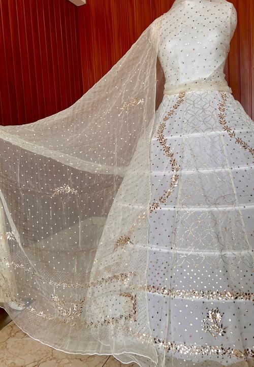 Ruhani Pure Organza Lehenga with Badla and Mukaish work