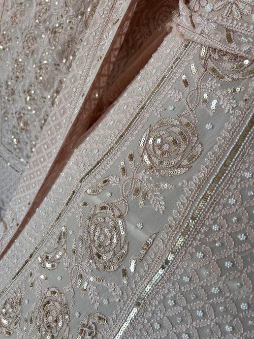 Nude Ruhani chikankari pearl and sequins wedding lehenga