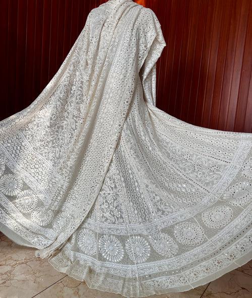 Ivory Ruhani Chikankari and Mukaish Lehenga