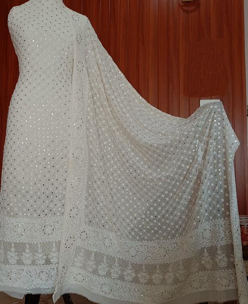 Ruhani Ivory Allover Chikankari and Mukaish Kurta with Jaal Dupatta