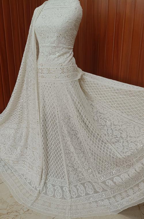 Ruhani Ivory Allover Chikankari and Mukaish Lehenga Set