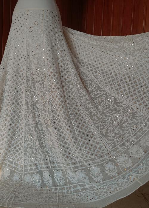 Ruhani Ivory Allover Chikankari and Mukaish Lehenga Skirt