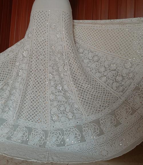 Ruhani Ivory Allover Chikankari and Mukaish Lehenga Skirt