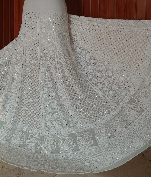 Ruhani Ivory Allover Chikankari and Mukaish Lehenga Skirt