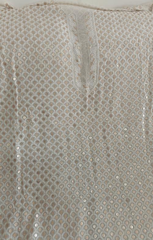 Ruhani Pure Georgette Allover Chikankari and Heavy Gota Patti Men's Wedding Kurta