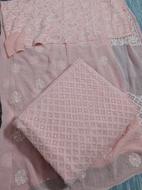 Ruhani Peachy Pink Chikankari Cut Dana and Sequins Wedding Lehenga