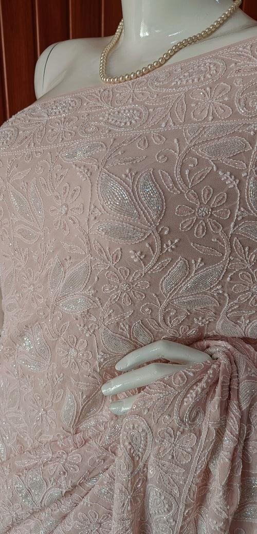 Ruhani Dusty Pink Chikankari Cut Dana and Sequins Masterpiece Saree