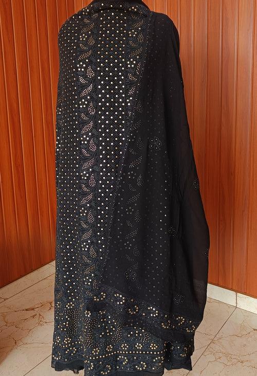 Black Chikankari and Mukaish Kurta and Dupatta set