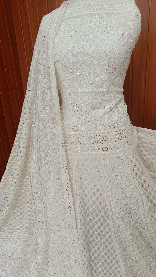 Ruhani Ivory Allover Chikankari and Mukaish Lehenga Set