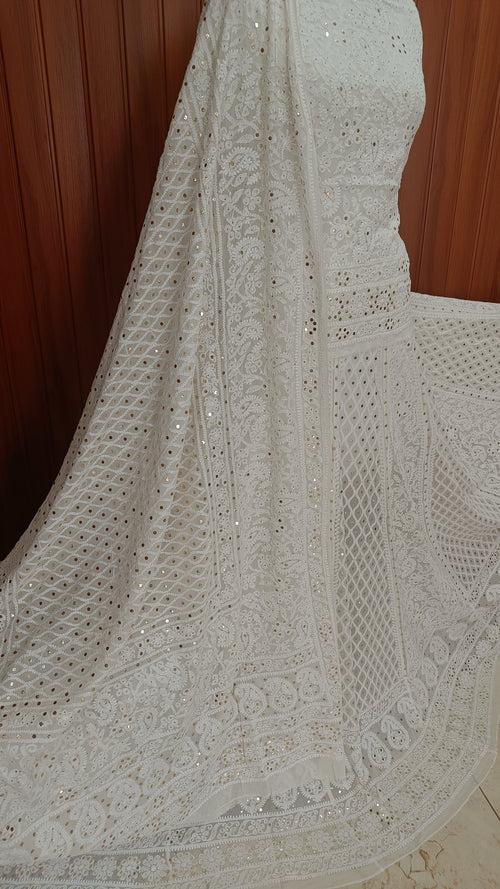 Ruhani Ivory Allover Chikankari and Mukaish Lehenga Set