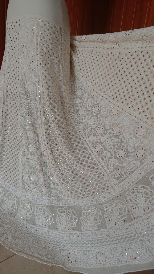 Ruhani Ivory Allover Chikankari and Mukaish Lehenga Skirt