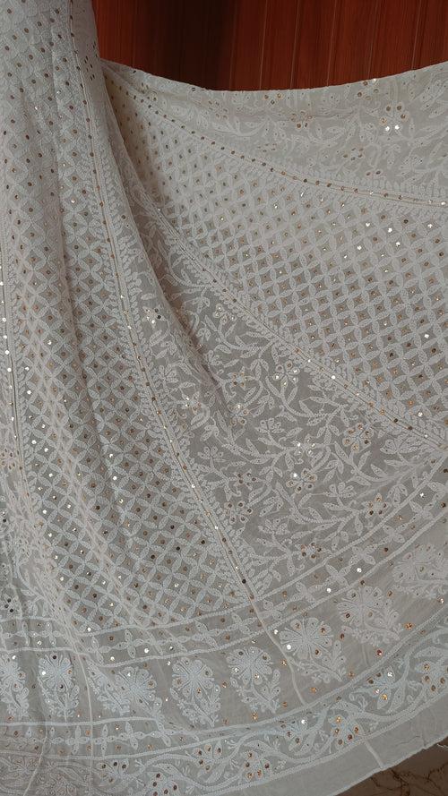 Ruhani Ivory Allover Chikankari and Mukaish Lehenga Skirt