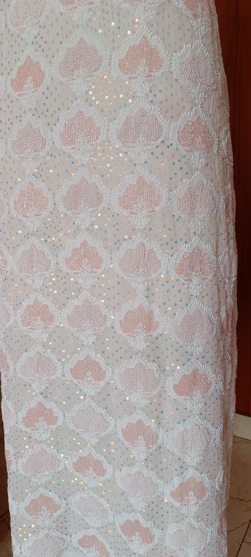 Ruhani Ivory fine Chikankari pearl sequins Kurta and Dupatta