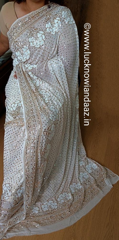 Heritage Ruhani Allover Heavy Badla Pearl and Aari Embroidered Saree