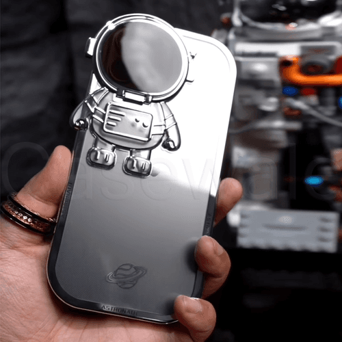 iPhone 12 Series Astronaut Lens Bracket Electroplated Phone Case