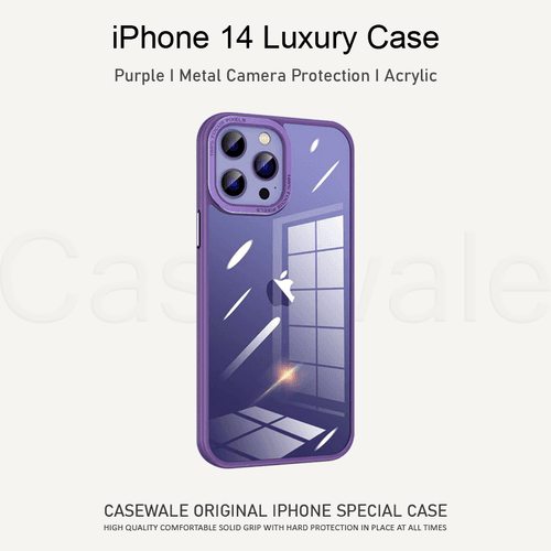 iPhone 14 Series Luxury Shockproof Acrylic Case with Metal Camera Protection