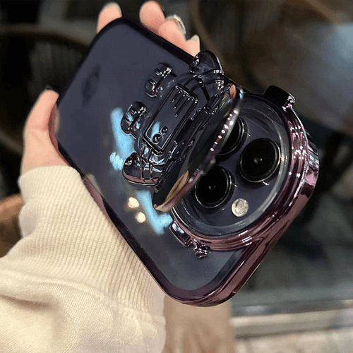 iPhone 12 Series Astronaut Lens Bracket Electroplated Phone Case