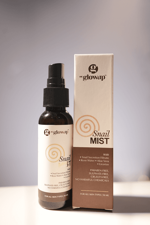 HK Glowup Snail Mist | For Plumpy and Hydrating Skin | Suitable For All Skin Types | Infused with Pure Snail Secretion, Rosewater, Aloe vera & Licorice | Paraben & Sulphate Free | For Women & Men (50ML)