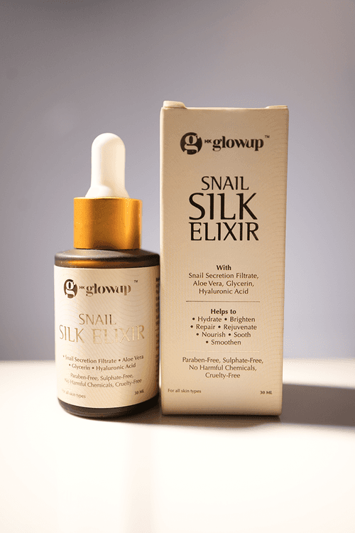 HK Glowup Snail Silk Elixir | Ultimate Hydration & Radiance | Suitable For All Skin Types | Pure Snail Secretion Filtrate | Infused with Pure Snail Secretion, Hyaluronic Acid, Aloe vera & Glycerin | Paraben & Sulphate Free | For Women & Men (30ML)