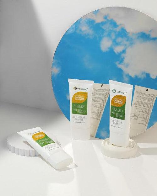 HK Glowup Organic Invisible Sunscreen SPF 50 | PA++++ | UVA | UVB | IR | HEV | BROAD SPECTRUM | ANTI-POLLUTION