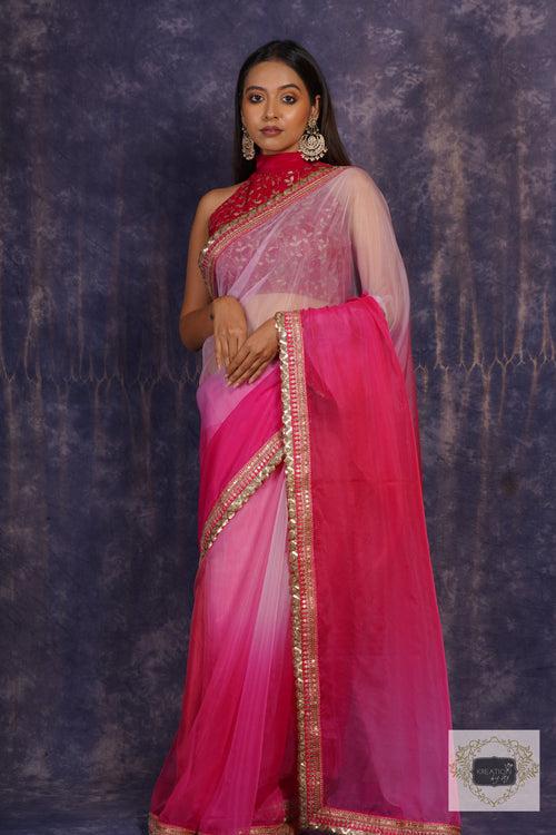 Malibu Ombré Organza Saree with Border