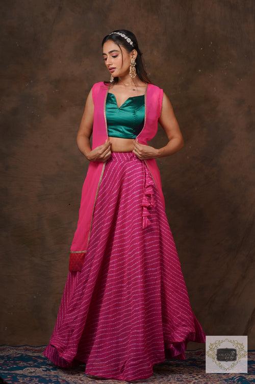 Hot Pink Leheriya Lehenga Set