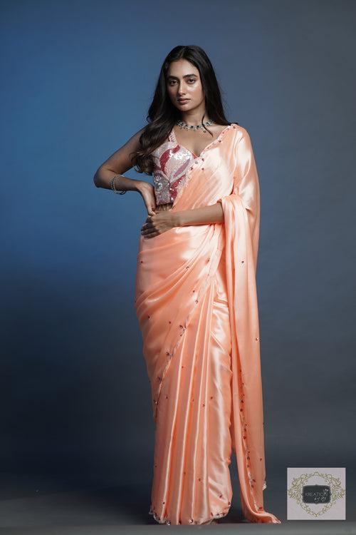 Peach cocktail saree