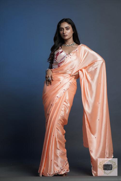 Peach cocktail saree