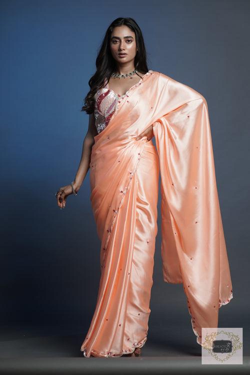 Peach cocktail saree