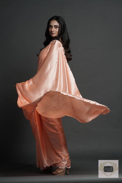 Peach cocktail saree