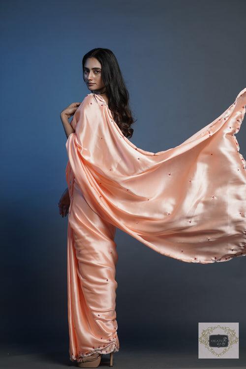 Peach cocktail saree