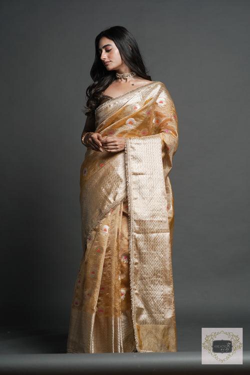 Yellow Tissue Banarasi Saree