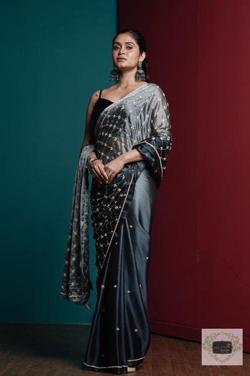 Badra Bahar Ombre Cutdana Jaal Saree