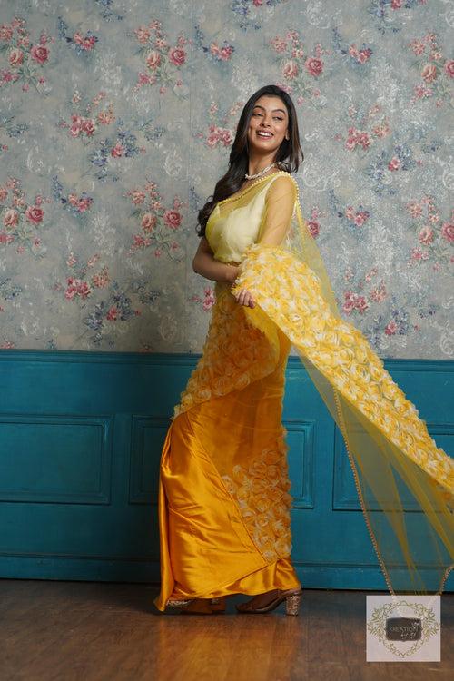 Yellow Drama Queen Saree