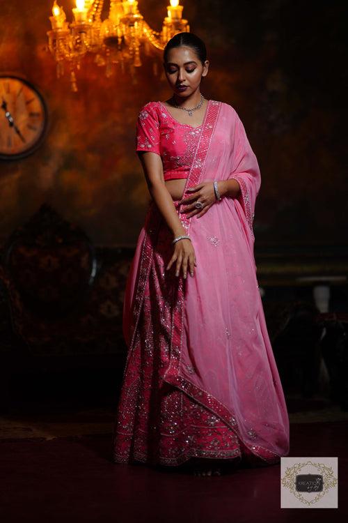 Ombre Pink Parfait Handembroidered Lehenga Set