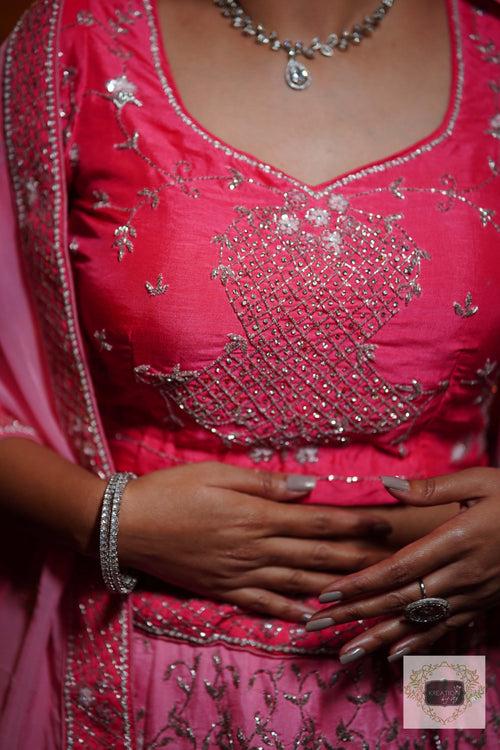 Ombre Pink Parfait Handembroidered Lehenga Set