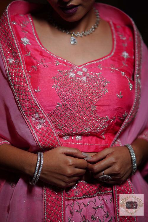 Ombre Pink Parfait Handembroidered Lehenga Set