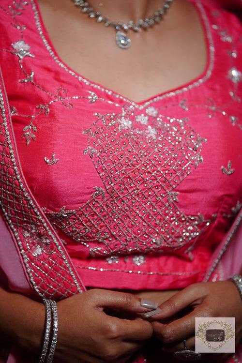 Ombre Pink Parfait Handembroidered Lehenga Set