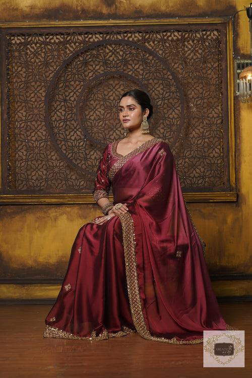 Merlot Ombre Zeenat Saree