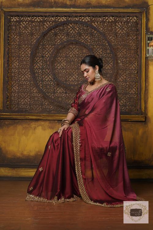 Merlot Ombre Zeenat Saree