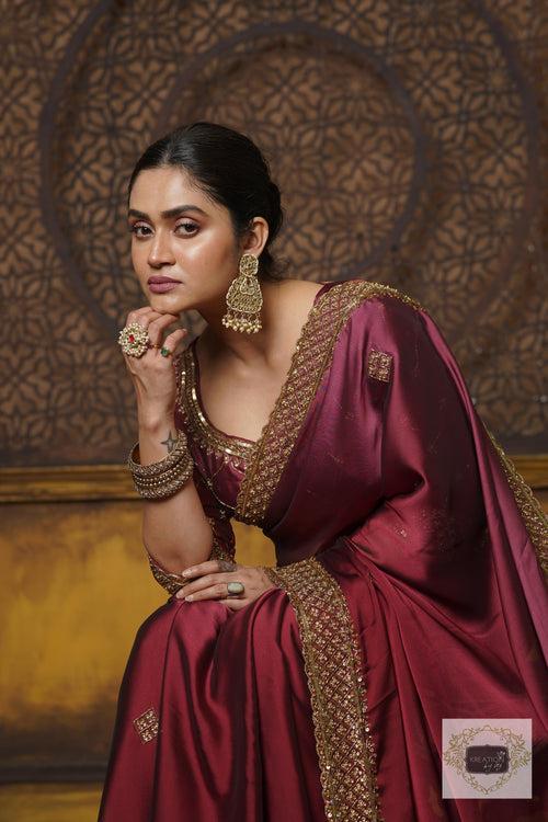 Merlot Ombre Zeenat Saree