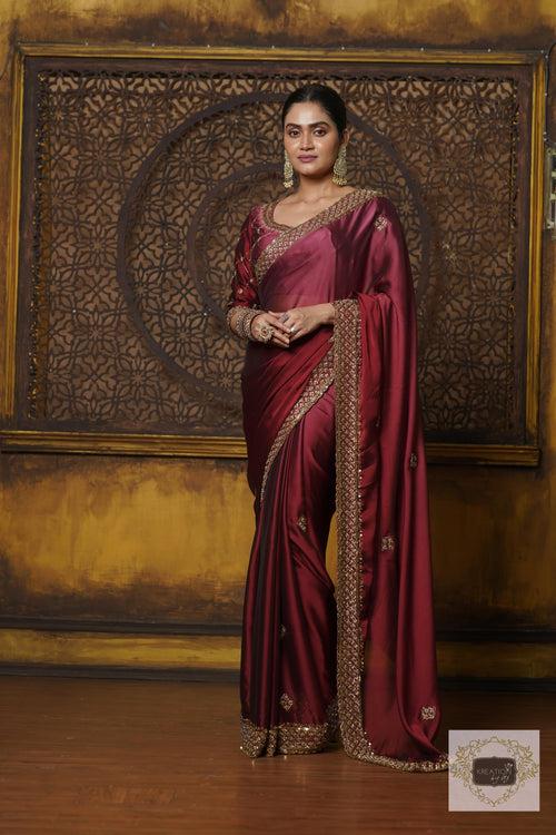 Merlot Ombre Zeenat Saree