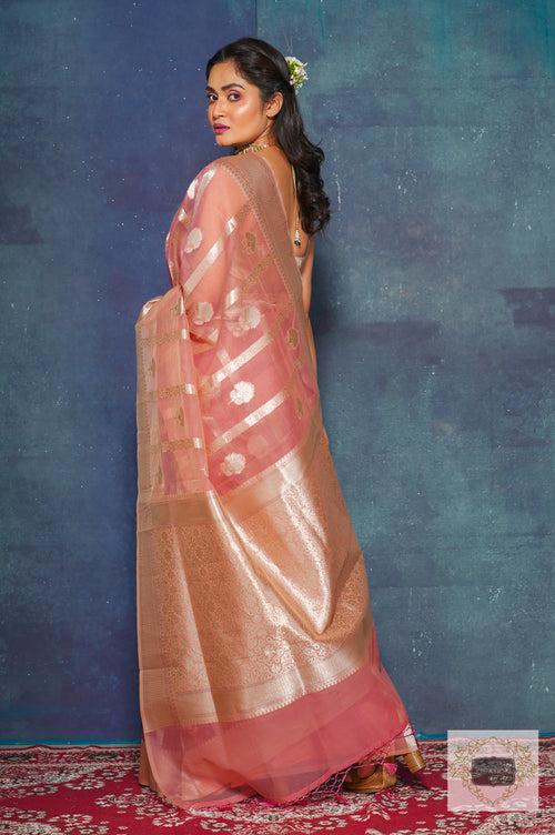 Light Pink Kora Silk Banarasi Saree