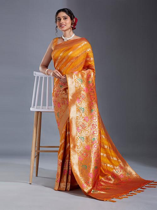 Satin Paisley Zari with Beautiful Meenakari Banarasi Saree