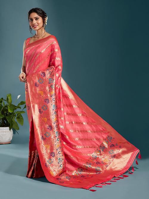 Satin Paisley Zari with Beautiful Meenakari Banarasi Saree